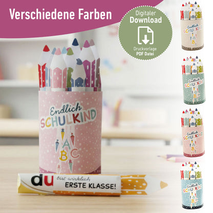 Geschenk zum Schulstart, Einschulung I Duplo Banderolen DIY Geschenkbox Druckvorlage
