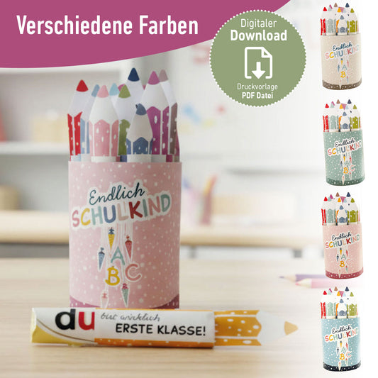 Geschenk zum Schulstart, Einschulung I Duplo Banderolen DIY Geschenkbox Druckvorlage