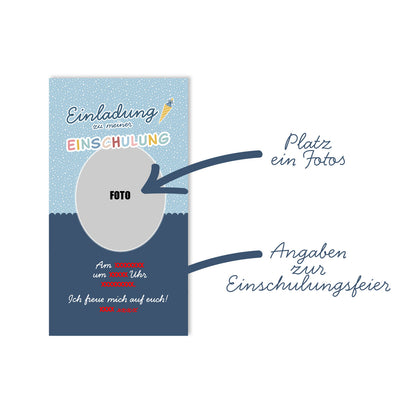 Personalisierte digitale Einladung zur Einschulung mit Foto | WhatsApp-Einladung | Schultüte & Zuckertüte