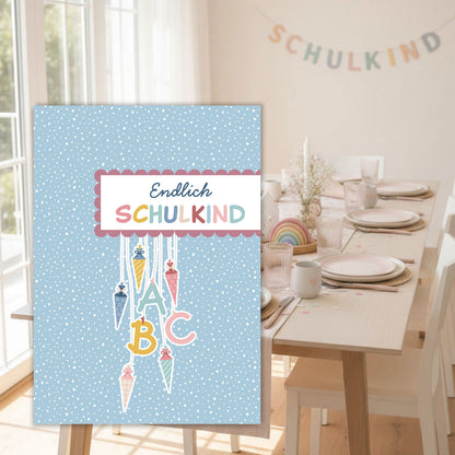 Einladungskarte zur Einschulung (Blau)
