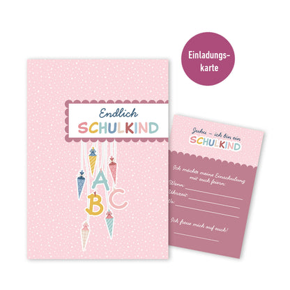Einladungskarte zur Einschulung (Rosa)