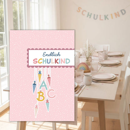 Einladungskarte zur Einschulung (Rosa)