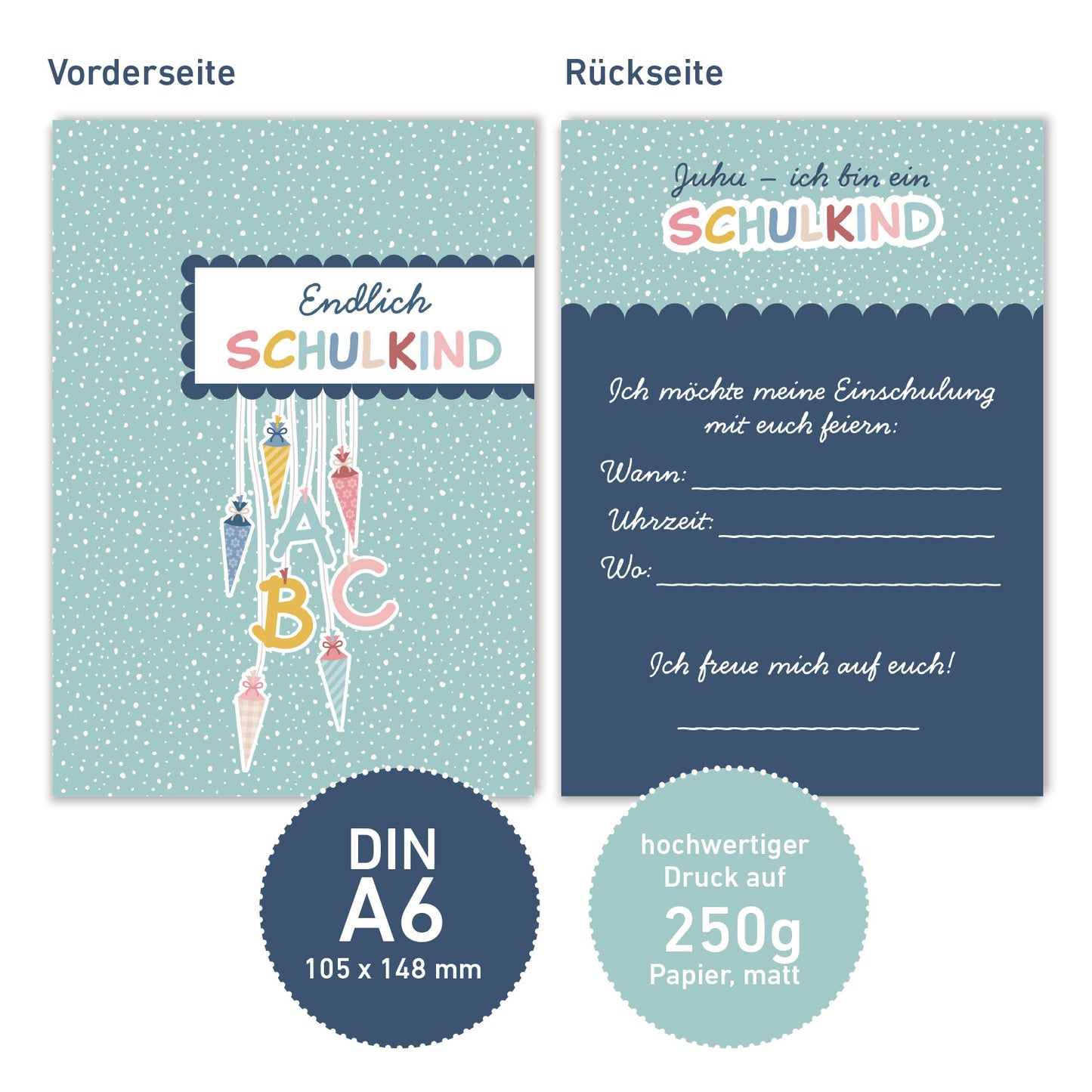 Einladungskarte zur Einschulung (Mint)