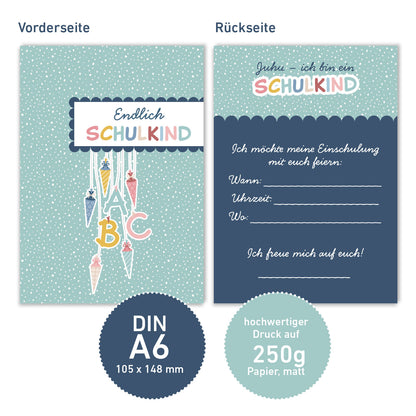 Einladungskarte zur Einschulung (Mint)