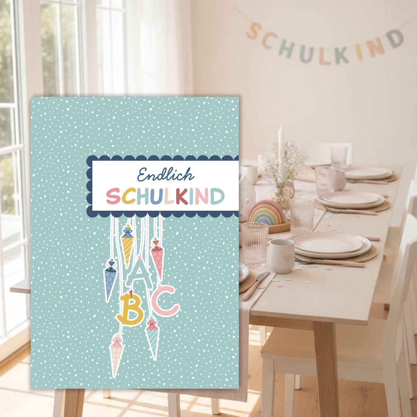 Einladungskarte zur Einschulung (Mint)