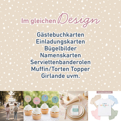 Einladungskarte zur Einschulung (Rosa)