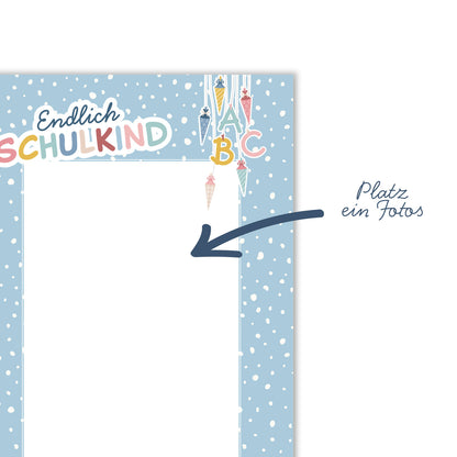 Süße Gästebuchkarten zur Einschulung in Blau