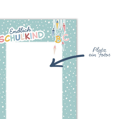 Süße Gästebuchkarten zur Einschulung in Beige Mint