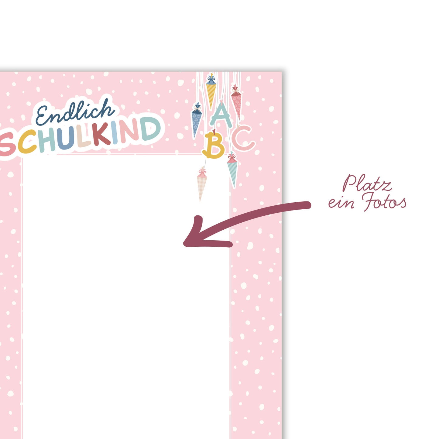 Süße Gästebuchkarten zur Einschulung in Rosa