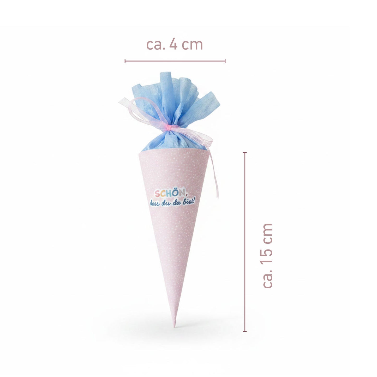 DIY Mini-Schultüte „Schön, dass du da bist“ Druckvorlage zum Download (Rosa)