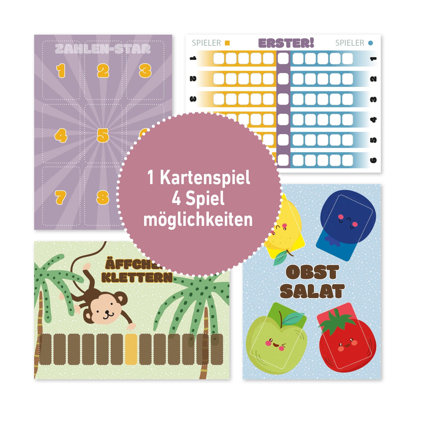 4 lustige Spielvorlagen – für dein Kartenspiel – digitaler Download