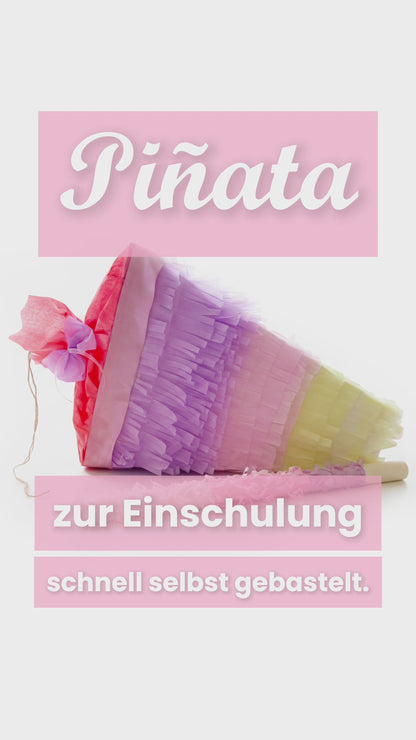 DIY Piñata zur Einschulung – Bastelvorlage als PDF zum Download | Schultüten-Pinata selbst basteln | Einschulung, Zuckertüte, Schulanfang
